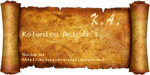 Kolonics Acicét névjegykártya